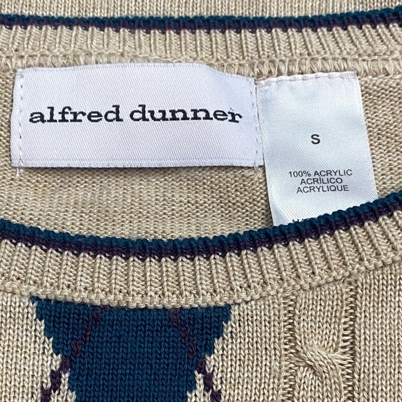 VNTG Alfred Dunner Beige Argyle Short Sleeve Knit Sweater - Picture 6 of 8